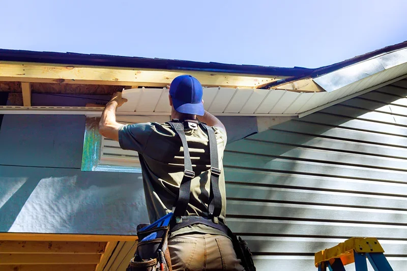 A builder fixing roof maintainance