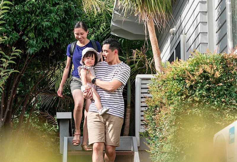A family coming out of a house - MAS House Insurance