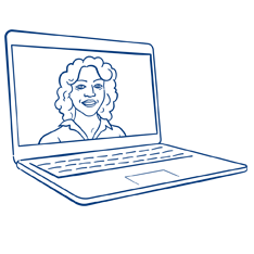 A laptop with woman on screen illustration flexible appointments 2