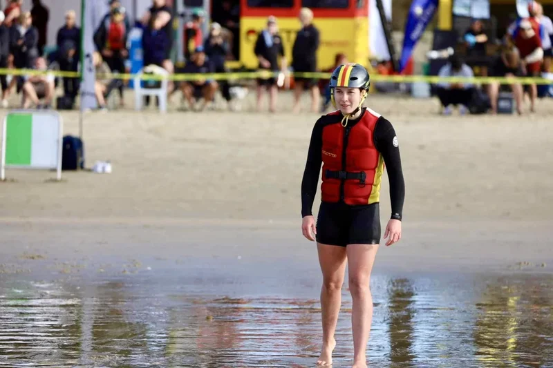 Emma patolling the beach as a  volunteer lifeguard