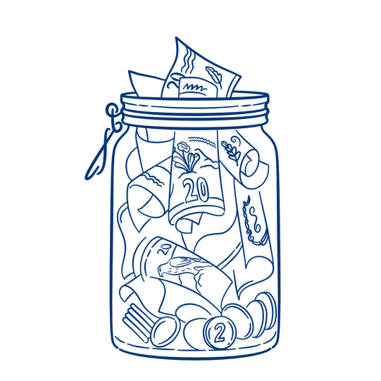 Jar of money retirement savings illustration