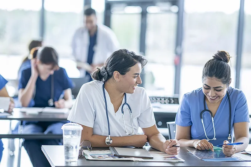 Some medical students in a classroom