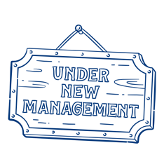 Under new management sign purchase and ownership illustration